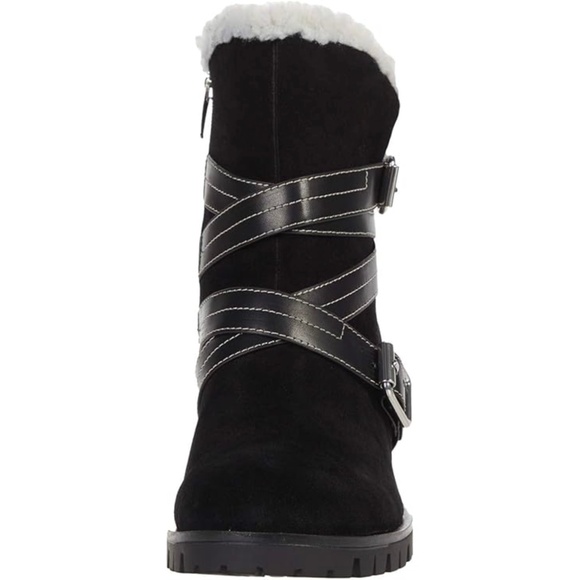 Nine West Davyd Wedge Buckle Booties Black Suede Leather Women's Winter Boot 8.5 - Picture 2 of 9